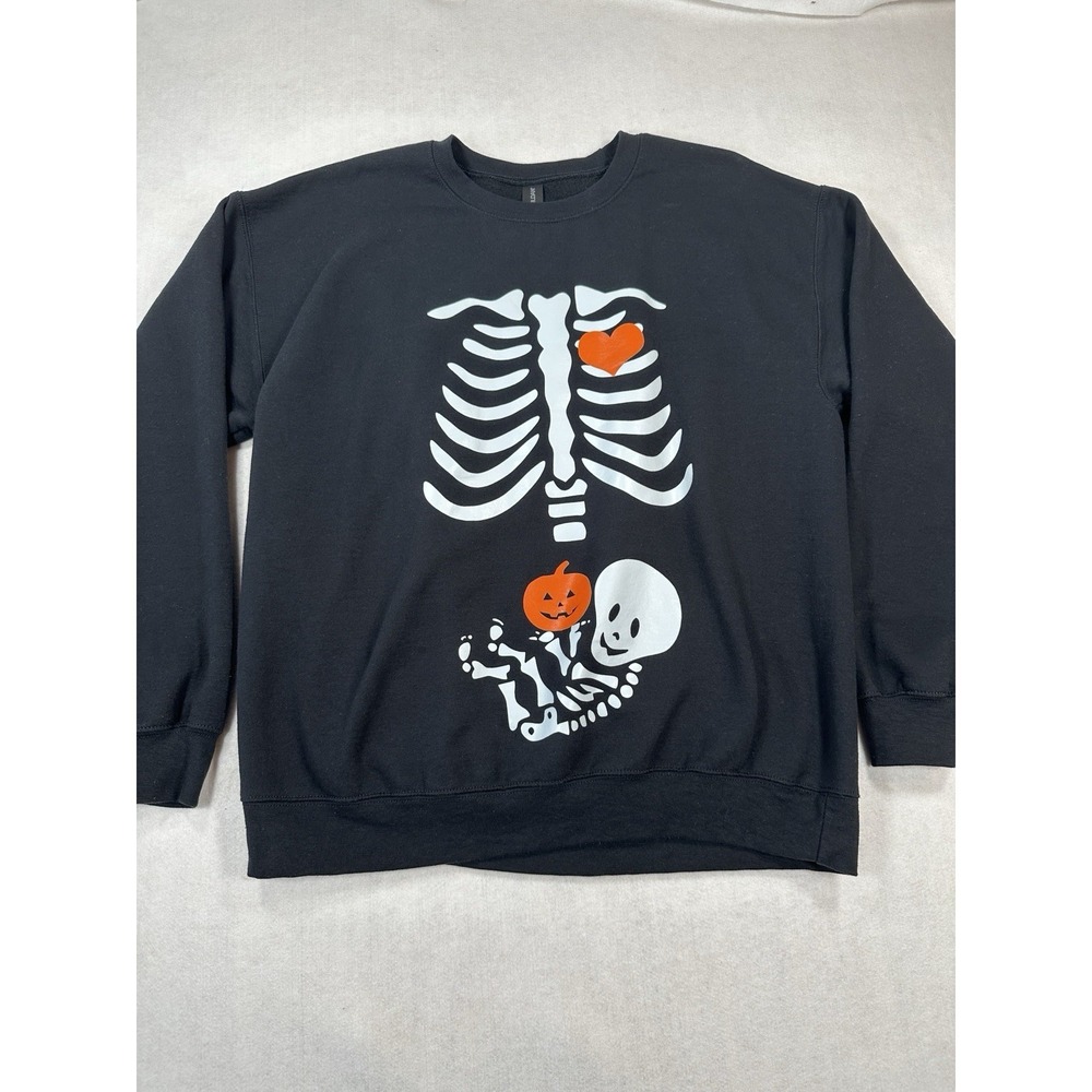 Skeleton Baby Pregnancy Shirt Sweatshirt Crewneck Hoodie Halloween - Size Large